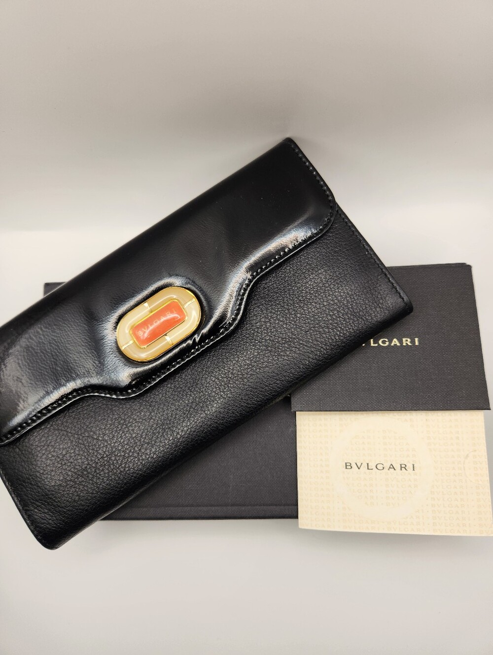 BVLGARI Isabella Rossellini Black Leather Continental Wallet – Full Set